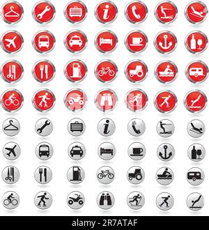 Travel buttons on white background Stock Vector