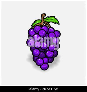 Grape Fruit Cartoon With Simple Gradient and Details. Vector and Illustration. Stock Vector