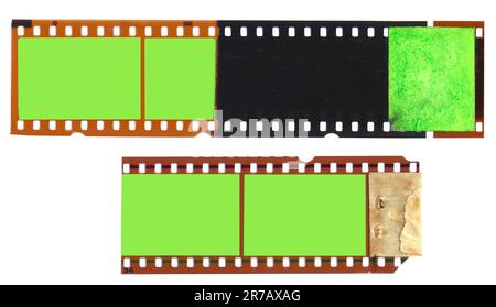Old fashioned vintage,35mm filmstrip with empty frames for pictures,isolated on white background Stock Photo