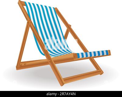 Wooden collapsible chaise lounge for rest isolated on a white background Stock Vector