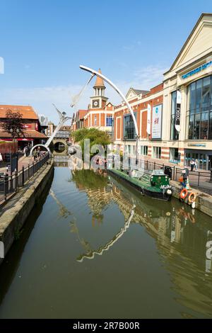 River Witham looking West from bridge number 2 Lincoln City, Lincolnshire, England, UK Stock Photo