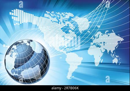A dynamic 3d world map with background Stock Vector
