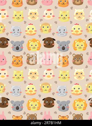 seamless animal head pattern Stock Vector