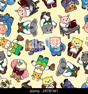 seamless animal worker pattern Stock Vector