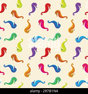 sea horses seamless pattern, abstract texture; vector art illustration Stock Vector