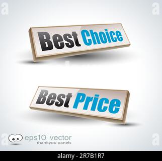 Best Choice Box Panel: 3D icons with shadows Stock Vector