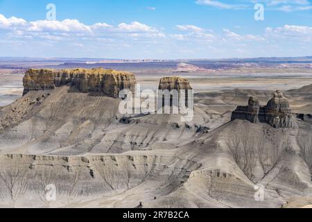 Afternoon view of the Moonscape from the Skyline Overlook in the Factory Butte Recreation Area near Hanksville, Utah. Stock Photo