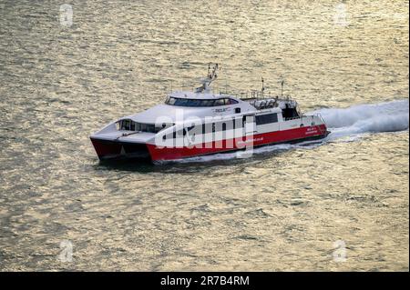 Red Jet 4 is a high speed catamaran passenger ferry operated by Red Funnel on its Southampton-Cowes route. Stock Photo