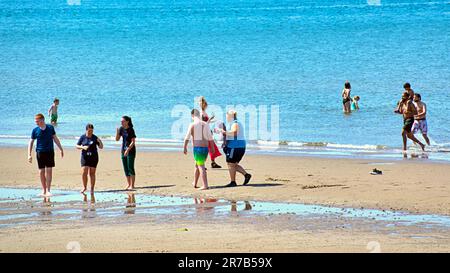 Ayr, Scotland, UK 14th June, 2023. UK Weather:  Hot Ayr beach saw tourists and locals  enjoy the sands.  Credit Gerard Ferry/Alamy Live News Stock Photo