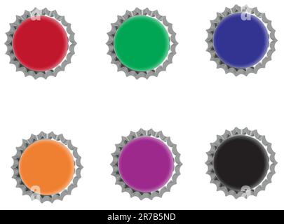 colorful bottle caps isolated on white background Stock Vector