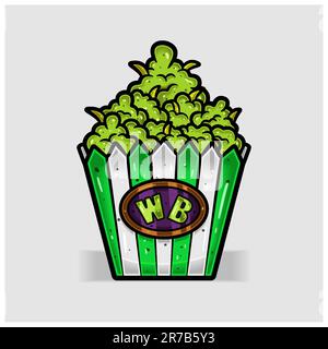 Weed Bud On Paper Box. Perfect for Logo and Product Label. Vectors and Illustrations. Stock Vector