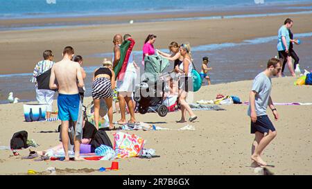 Ayr, Scotland, UK 14th June, 2023. UK Weather:  Hot Ayr beach saw tourists and locals  enjoy the sands.  Credit Gerard Ferry/Alamy Live News Stock Photo