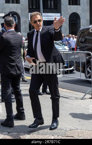 Milan, Italy - june 14 2023- state funeral for the former Italian Prime Minister Silvio Berlusconi at Duomo Milan Cathedral - ezio greggio Credit: Kines Milano/Alamy Live News Stock Photo