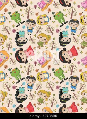 seamless story people pattern Stock Vector