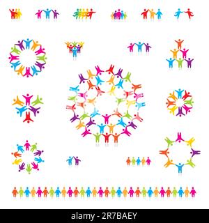Various colorful set of icons - successful team. For your designs Stock Vector