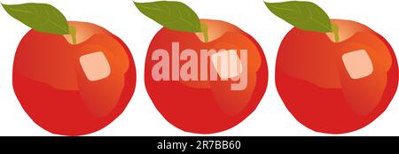Tree vector red apples on white background Stock Vector
