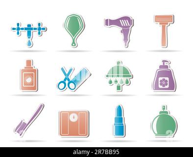 Personal care and cosmetics  icons - vector icon set Stock Vector