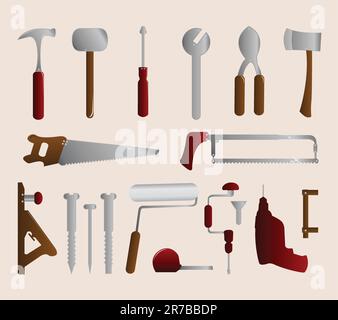 vector set of various tools Stock Vector