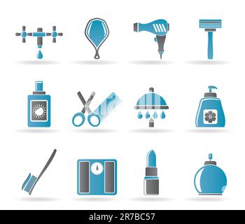 Personal care and cosmetics  icons - vector icon set Stock Vector