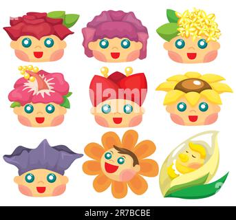 cartoon flower face icon Stock Vector