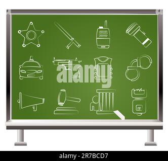 law, order, police and crime icons - vector icon set Stock Vector