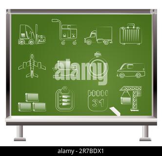 logistics, shipping and transportation icons - vector icon set Stock Vector