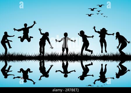 Children playing in the field illustration Stock Vector Image & Art - Alamy