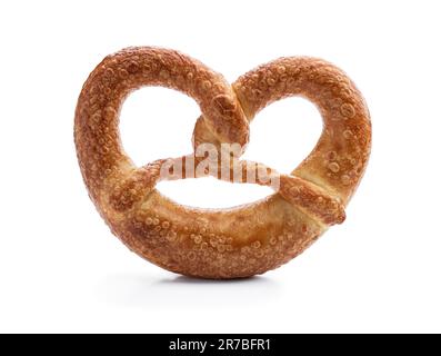 Appetizing  soft bavarian pretzel isolated on white background Stock Photo