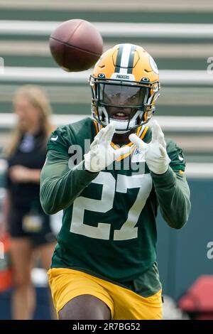 Green Bay Packers cornerback William Hooper (27) lines up for the play  during a preseason NFL football game against the Cincinnati Bengals on  Friday, Aug. 11, 2023, in Cincinnati. (AP Photo/Emilee Chinn