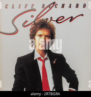 Silver album by singer Cliff Richard, vinyl record cover Stock Photo