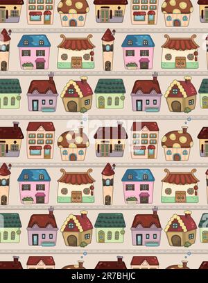 seamless cartoon house pattern Stock Vector