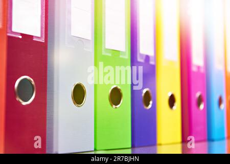Office folders for documents on shelf Stock Photo