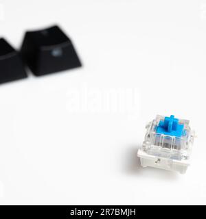Isolated Blue Key switch For Keyboard  on White Background Stock Photo