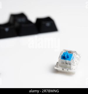 Isolated Blue Key switch For Keyboard  on White Background Stock Photo