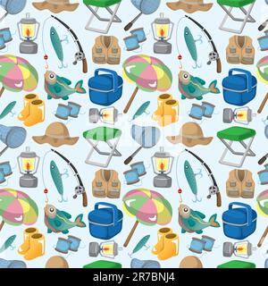 cartoon Fishing seamless pattern Stock Vector