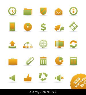 Set of orange and green stylish web/ business/ internet/ finance/ multimedia/ ecology icons and buttons;vector illustration, easy to edit Stock Vector