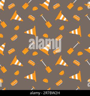 Seamless background with various construction tools and items Stock Vector