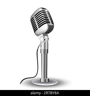 illustration of retro mic on white background Stock Vector