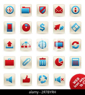 Set of red and blue stylish web/ business/ internet/ finance/ multimedia/ ecology icons and buttons;vector illustration, easy to edit Stock Vector