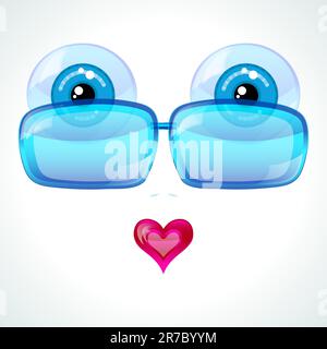 Blue eyes, blue sunglasses and a pink heart, vector illustration. Stock Vector