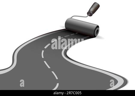 illustration of road roller on white background Stock Vector