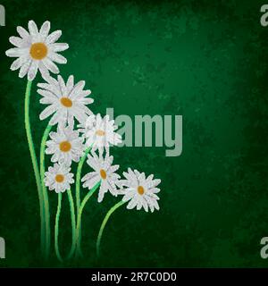 abstract floral background with chamomiles on green Stock Vector