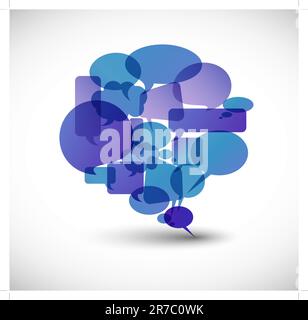 Big  blue speech bubble made from small bubbles Stock Vector