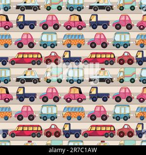seamless cartoon car pattern Stock Vector