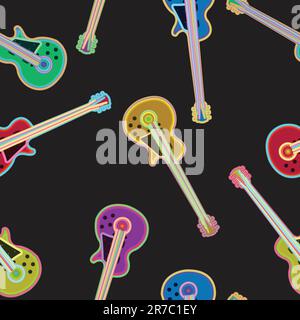 electric guitar pattern, abstract seamless texture; vector art illustration Stock Vector