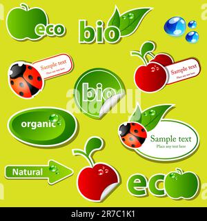 Vector set with different bio sticker patterns Stock Vector