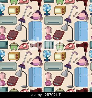 seamless cartoon home appliance pattern Stock Vector