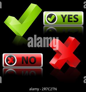illustration of yes and no button on abstract background Stock Vector