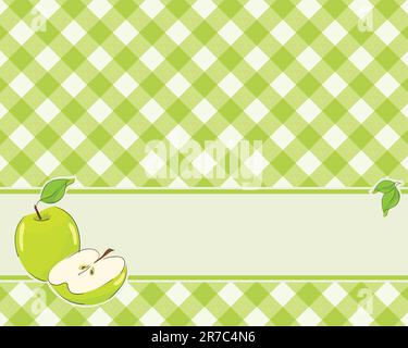 checkered background in a light green color decorated with apple. Vector Stock Vector