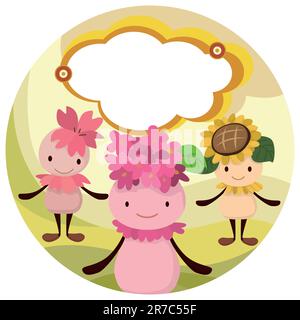 cartoon flower elf card Stock Vector